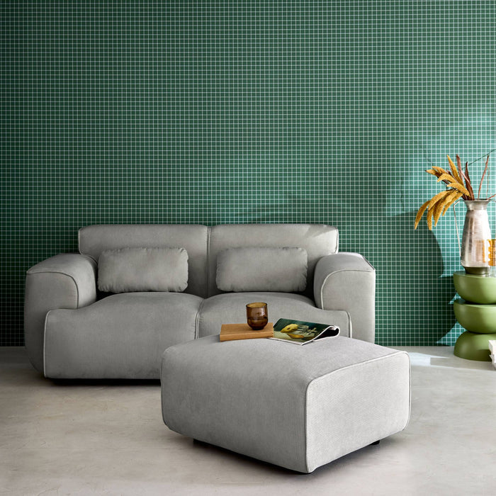 Pouf, poggiapiedi per divano wallas velluto a coste, 2 posti, grigio