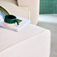 Pouf, poggiapiedi per divano wallas velluto a coste, 2 posti, crema