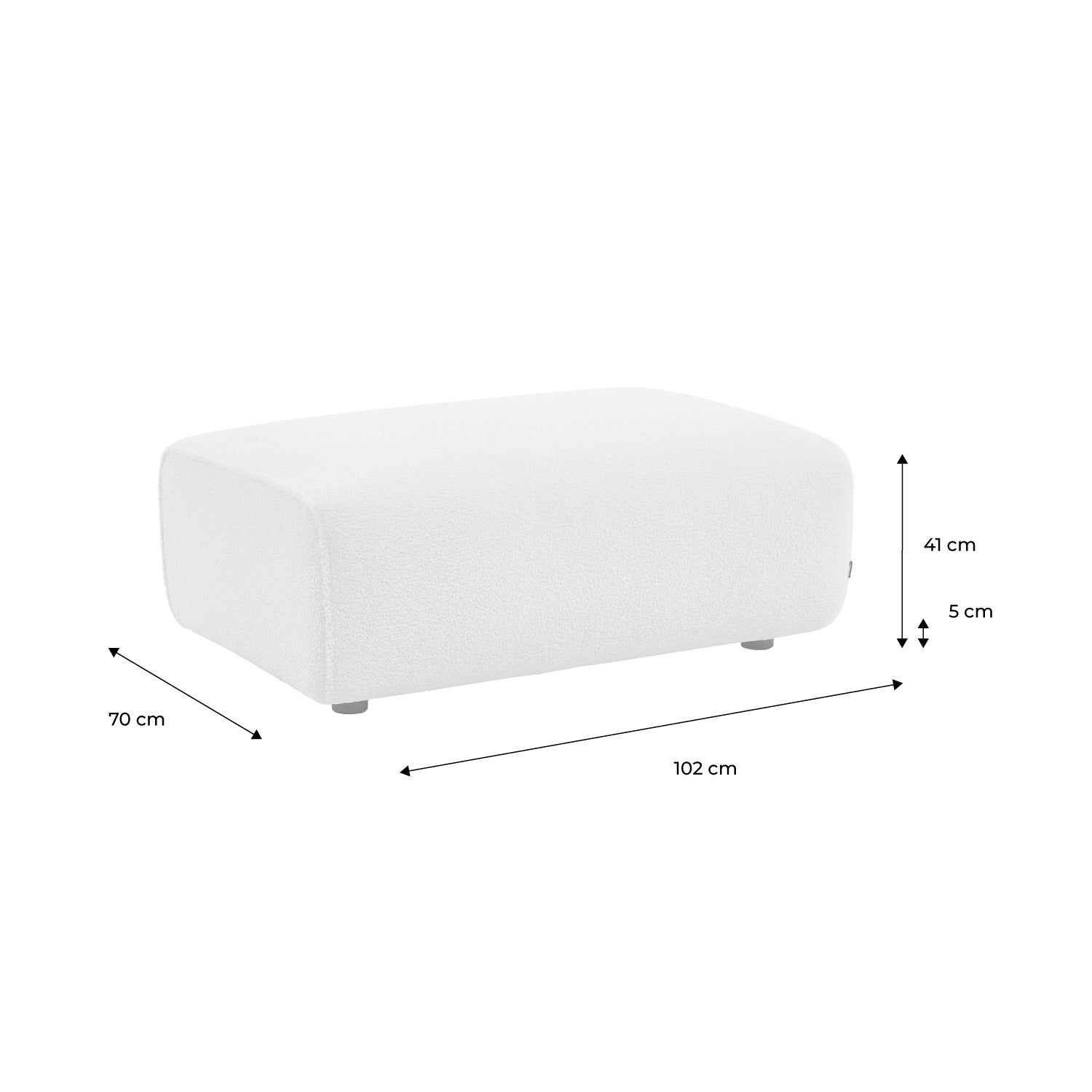 Pouf, poggiapiedi per divano 3 posti wallas borreguito, bianco