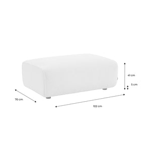 Pouf, poggiapiedi per divano 3 posti wallas borreguito, bianco