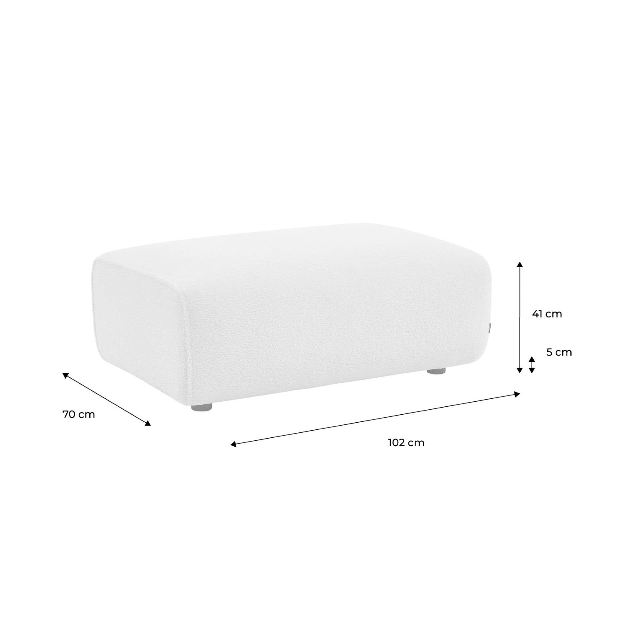 Pouf, poggiapiedi per divano 3 posti wallas borreguito, bianco