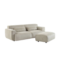 Pouf, poggiapiedi per divano 3 posti wallas velluto a coste, grigio