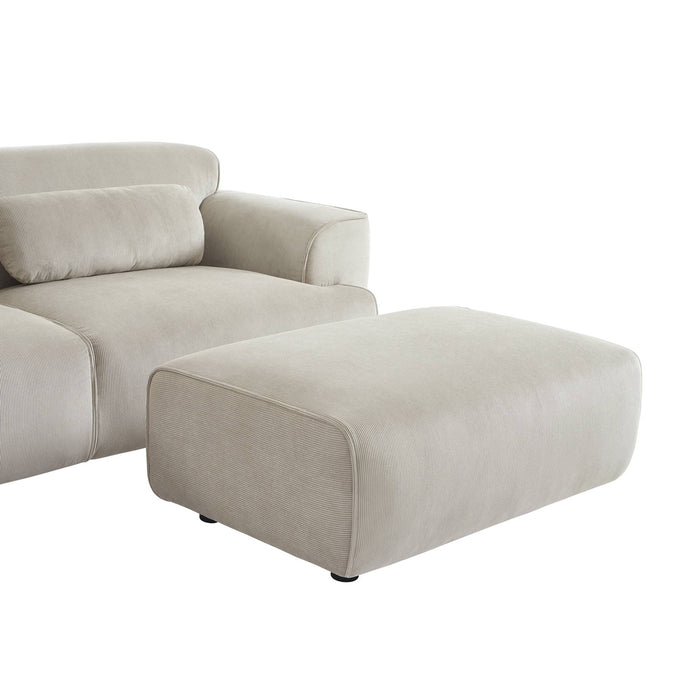 Pouf, poggiapiedi per divano 3 posti wallas velluto a coste, grigio