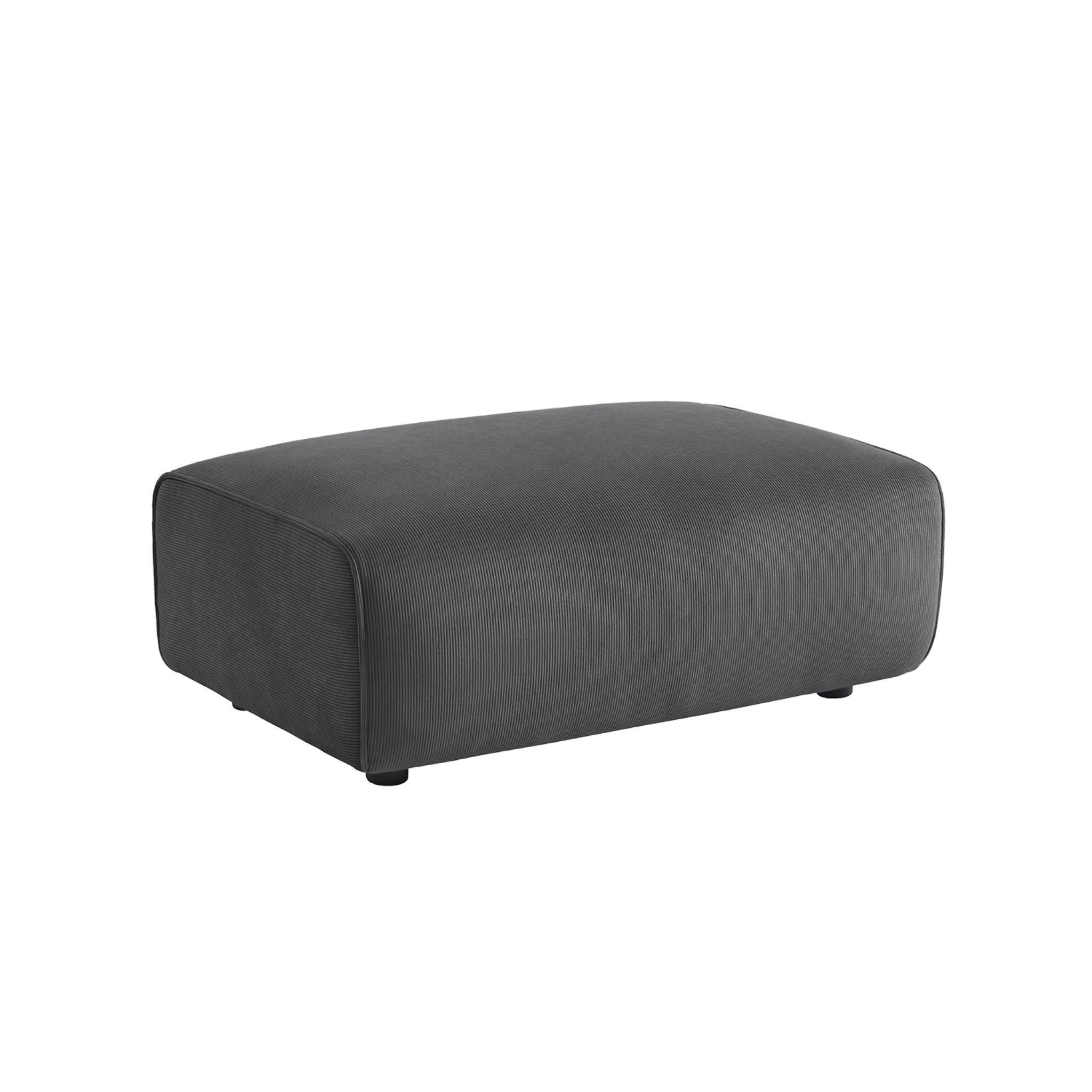 Pouf, poggiapiedi per divano wallas velluto a coste, 3 posti  , grigio