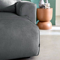 Pouf, poggiapiedi per divano wallas velluto a coste, 3 posti  , grigio