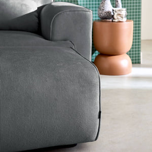 Pouf, poggiapiedi per divano wallas velluto a coste, 3 posti  , grigio