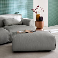 Pouf, poggiapiedi per divano wallas velluto a coste, 3 posti  , grigio