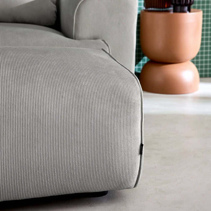 Pouf, poggiapiedi per divano wallas velluto a coste, 3 posti  , grigio