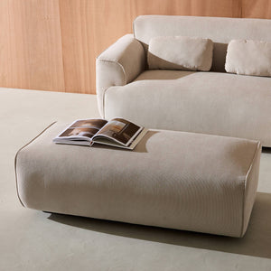 Pouf per divano angolare wallas in velluto a coste, 2 posti, grigio