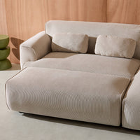 Pouf per divano angolare wallas in velluto a coste, 2 posti, grigio