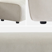 Pouf per divano angolare wallas in velluto a coste, 2 posti, grigio