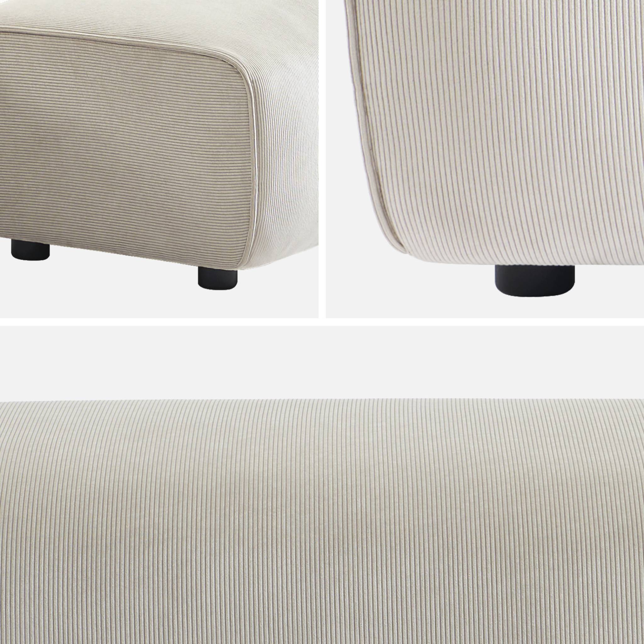 Pouf per divano angolare wallas in velluto a coste, 2 posti, grigio