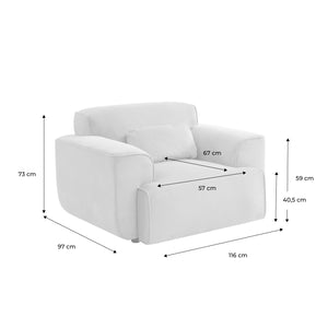 Poltrona a 1 posto in velluto a coste fini, grigio