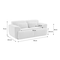 Divano a 2 posti in velluto a coste fino, grigio