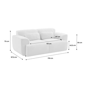 Divano a 2 posti in velluto a coste fino, grigio