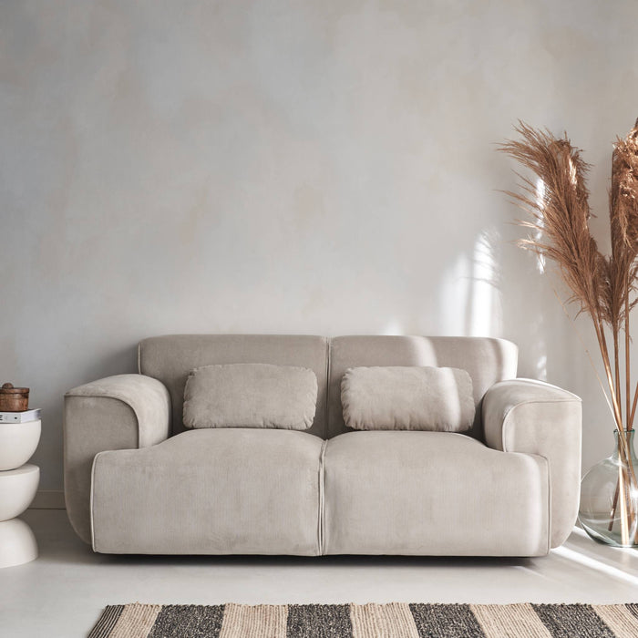 Divano a 2 posti in velluto a coste fino, grigio