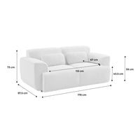 Divano a 2 posti in velluto a coste fino, grigio