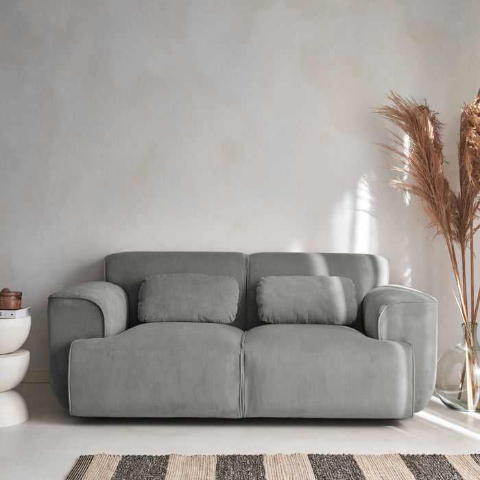 Divano a 2 posti in velluto a coste fino, grigio chiaro