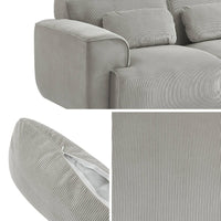 Divano a 2 posti in velluto a coste fino, grigio chiaro