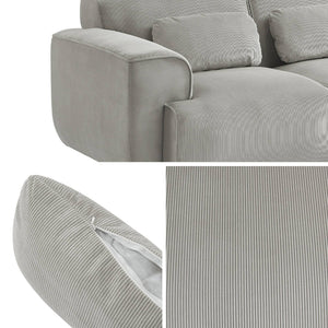 Divano a 2 posti in velluto a coste fino, grigio chiaro