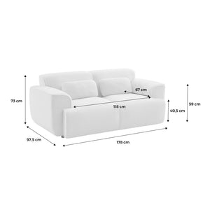 Divano a 2 posti in velluto a coste fino, grigio chiaro