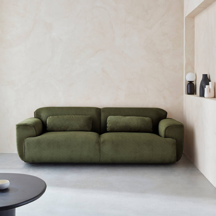 Divano a 3 posti in velluto a coste fini, verde