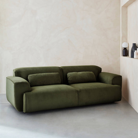 Divano a 3 posti in velluto a coste fini, verde