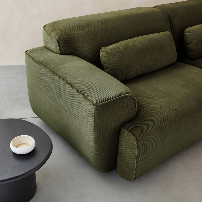 Divano a 3 posti in velluto a coste fini, verde