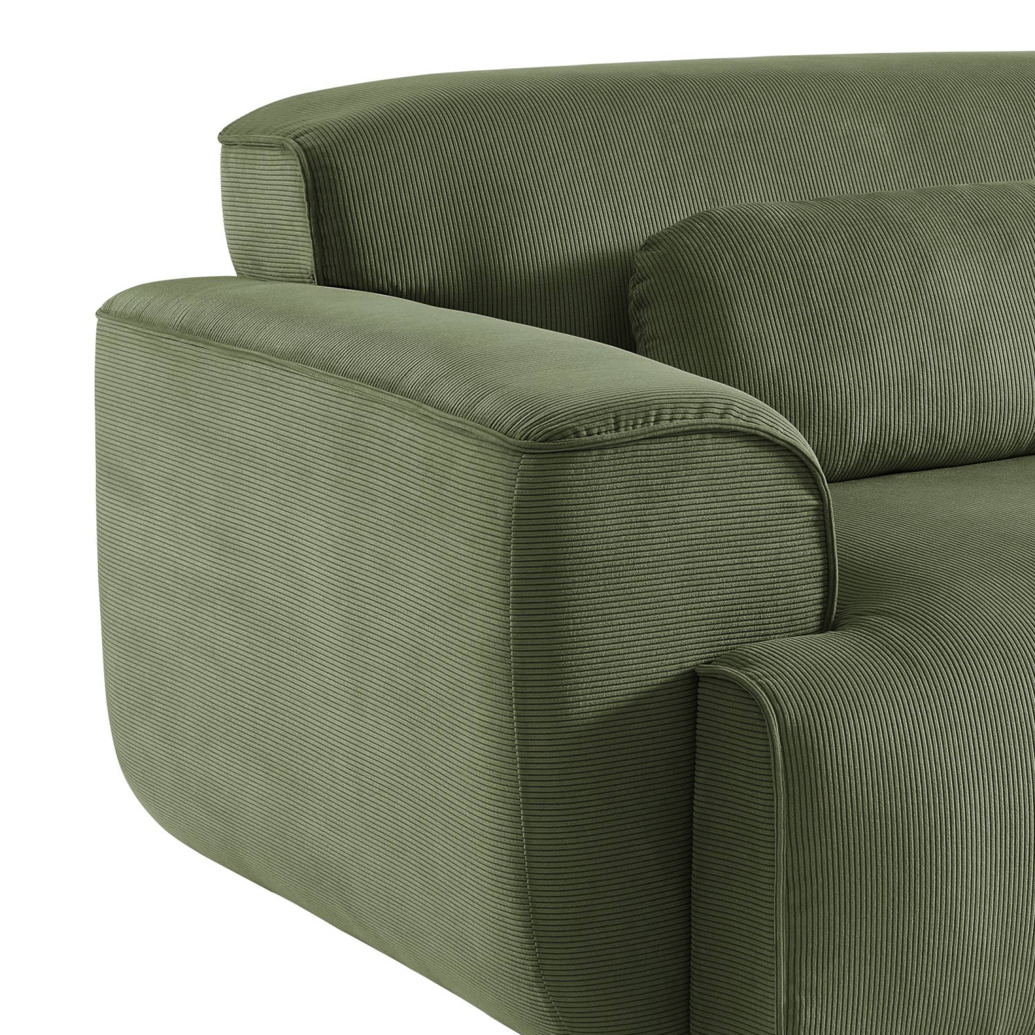 Divano a 3 posti in velluto a coste fini, verde