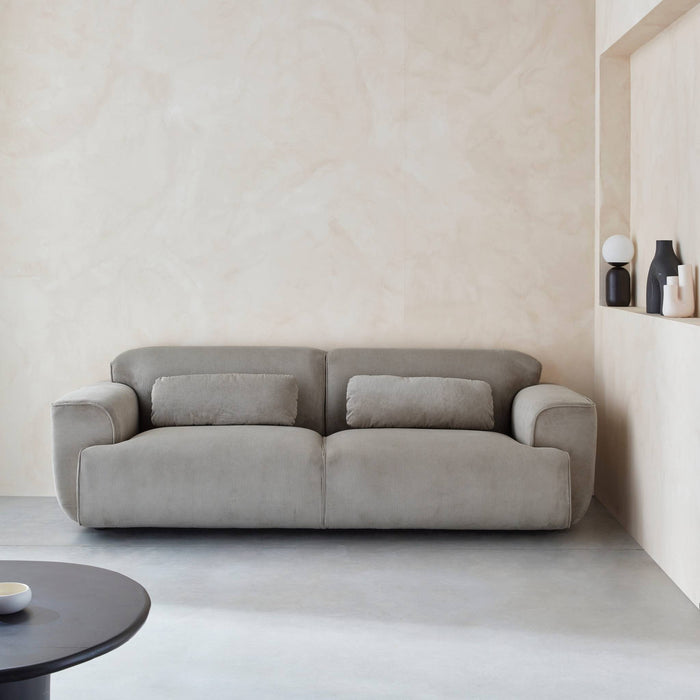 Divano a 3 posti in velluto a coste fini, grigio chiaro