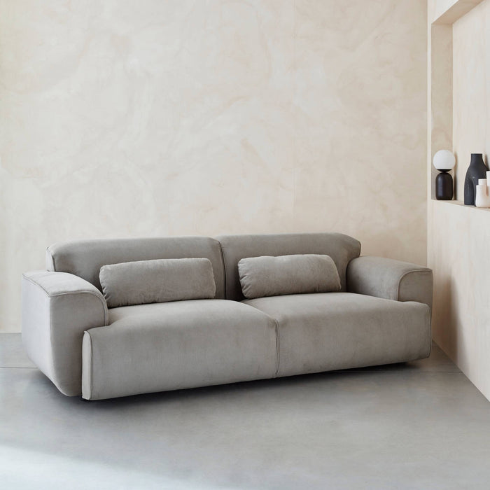 Divano a 3 posti in velluto a coste fini, grigio chiaro