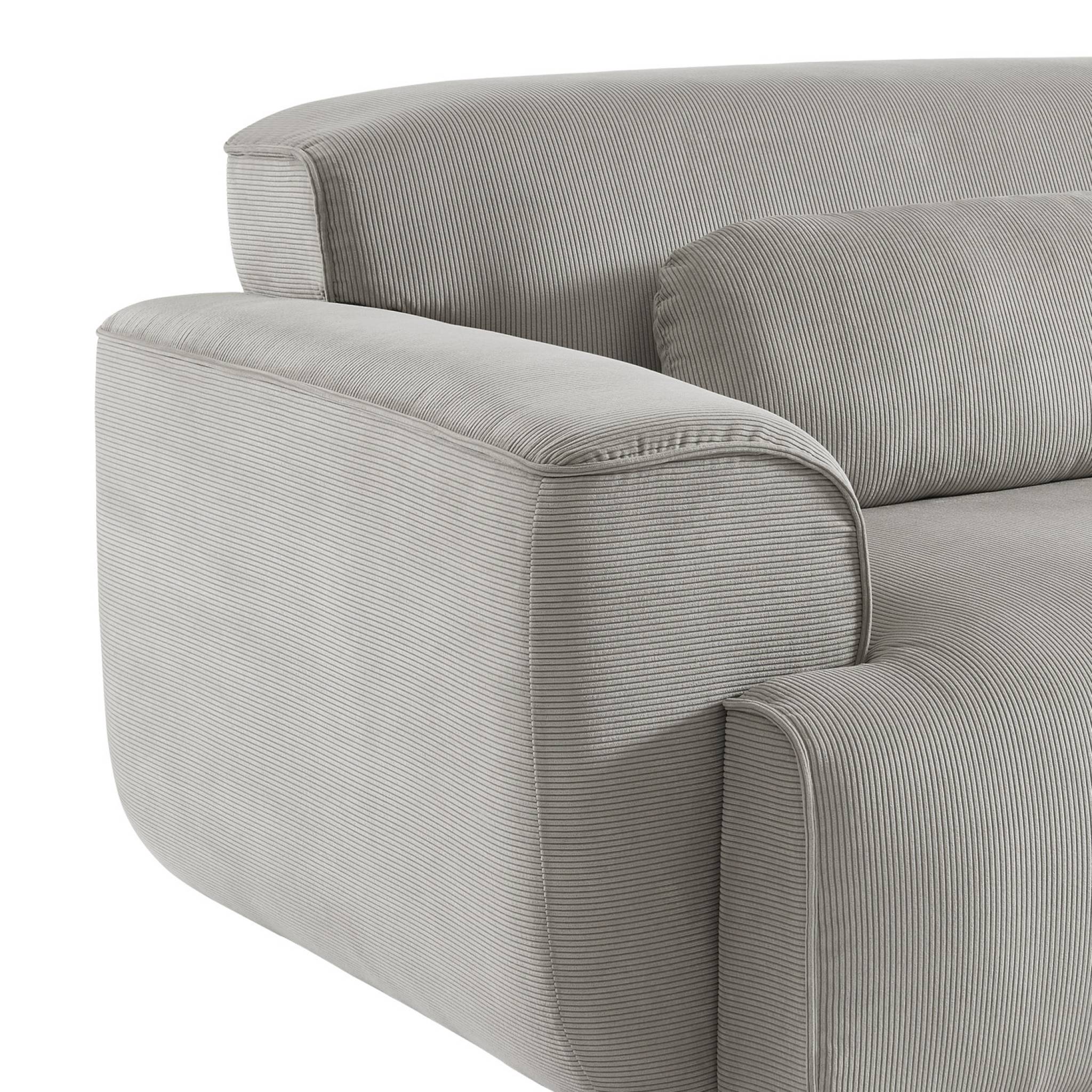 Divano a 3 posti in velluto a coste fini, grigio chiaro