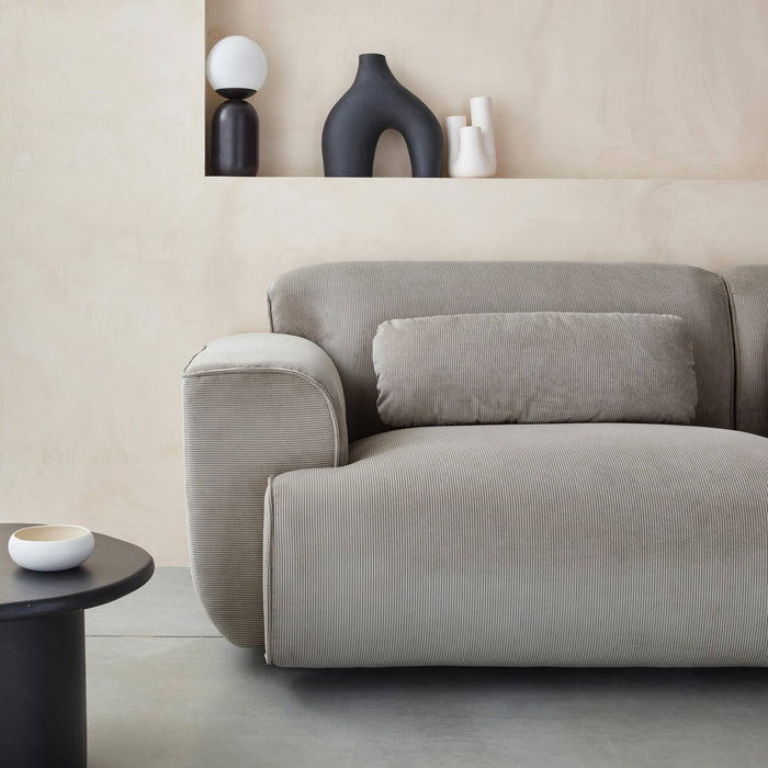 Divano a 3 posti in velluto a coste fini, grigio chiaro