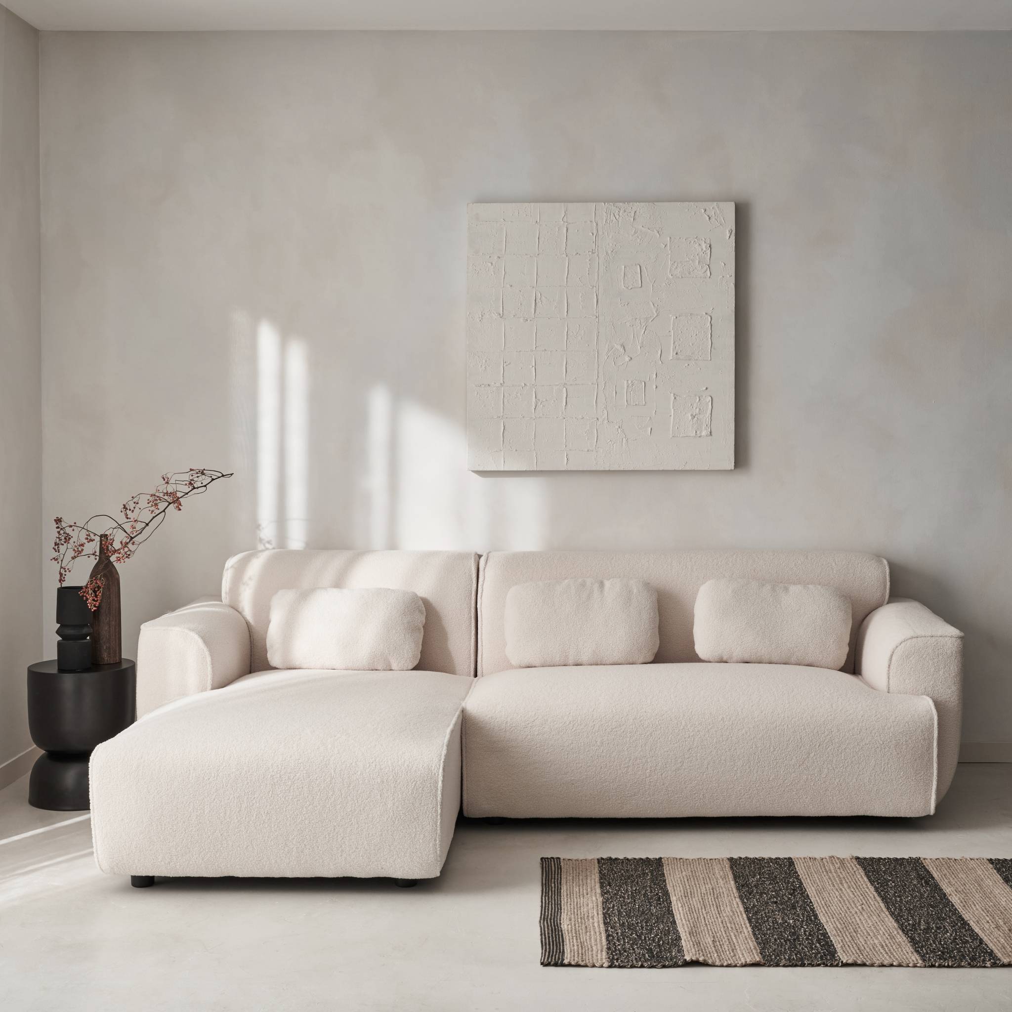 Divano angolare 3 posti bouclette