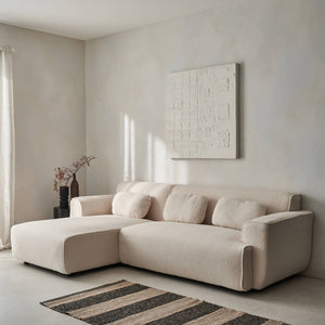 Divano angolare 3 posti bouclette