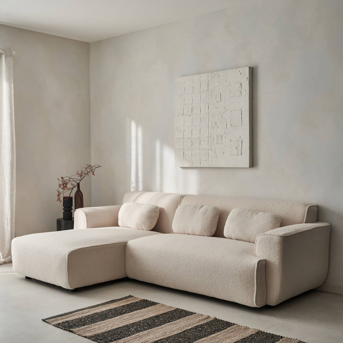 Divano angolare 3 posti bouclette