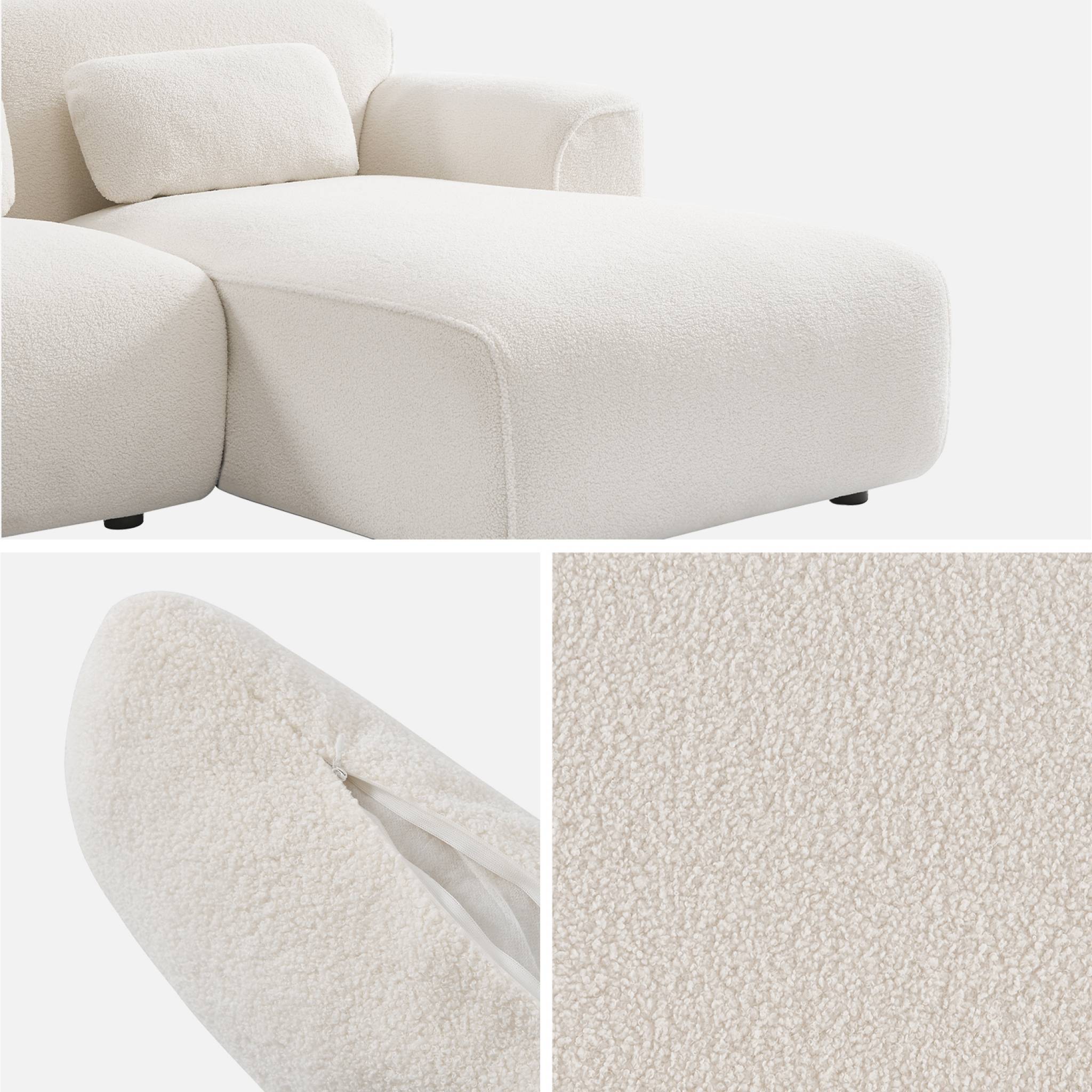 Divano angolare 3 posti bouclette, bianco