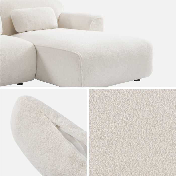 Divano angolare 3 posti bouclette, bianco