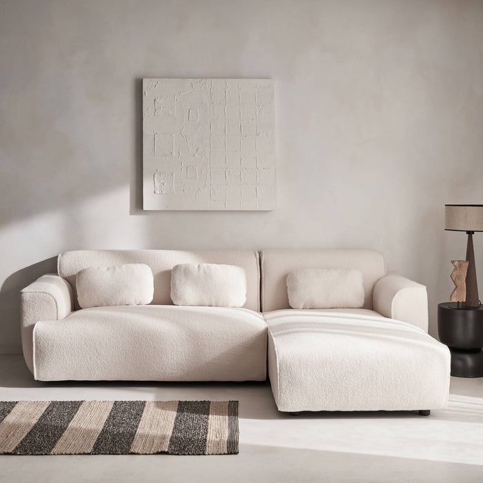 Divano angolare 3 posti bouclette, bianco