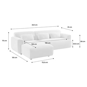 Divano angolare a 2 o 3 posti in velluto a coste fino, angolo
