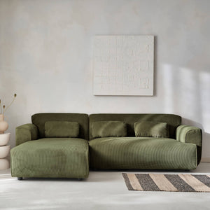 Divano angolare a 2 o 3 posti in velluto a coste fino, angolo