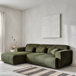 Divano angolare a 2 o 3 posti in velluto a coste fino, angolo