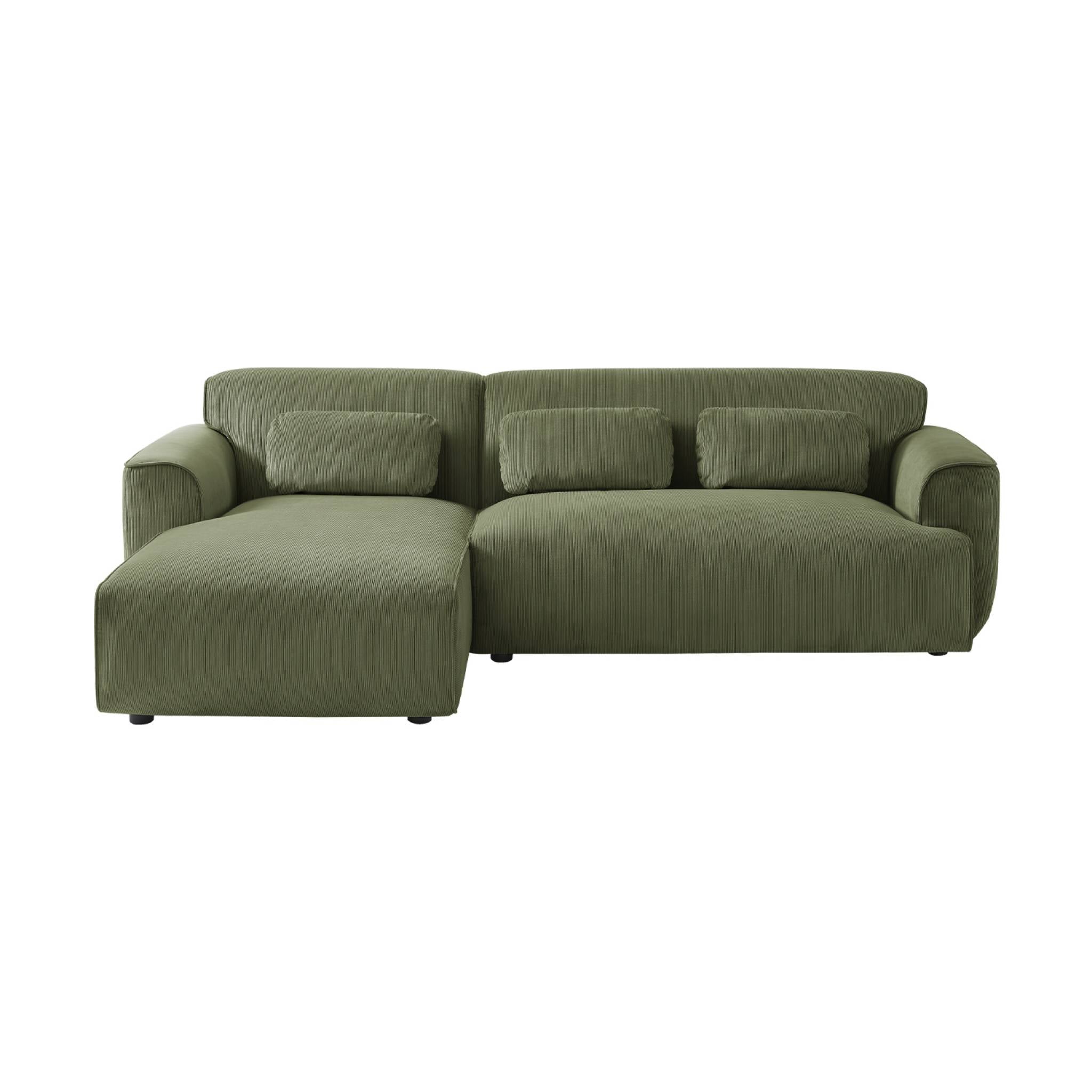 Divano angolare a 2 o 3 posti in velluto a coste fino, angolo