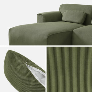 Divano angolare a 2 o 3 posti in velluto a coste fino, angolo