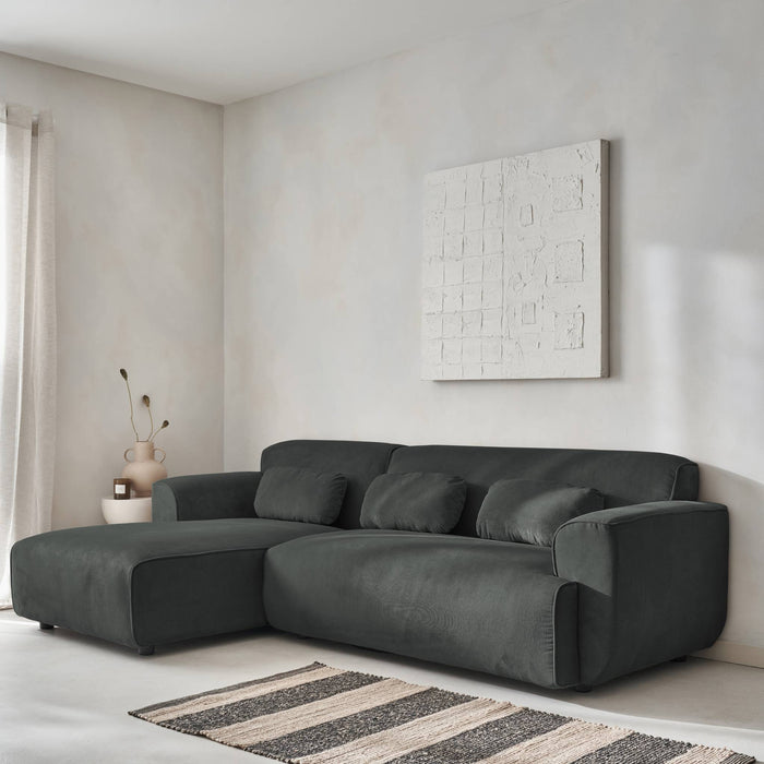 Divano angolare a 2 o 3 posti in velluto a coste fino, angolo