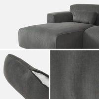 Divano angolare a 2 o 3 posti in velluto a coste fino, angolo