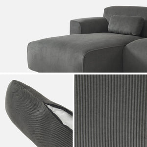 Divano angolare a 2 o 3 posti in velluto a coste fino, angolo