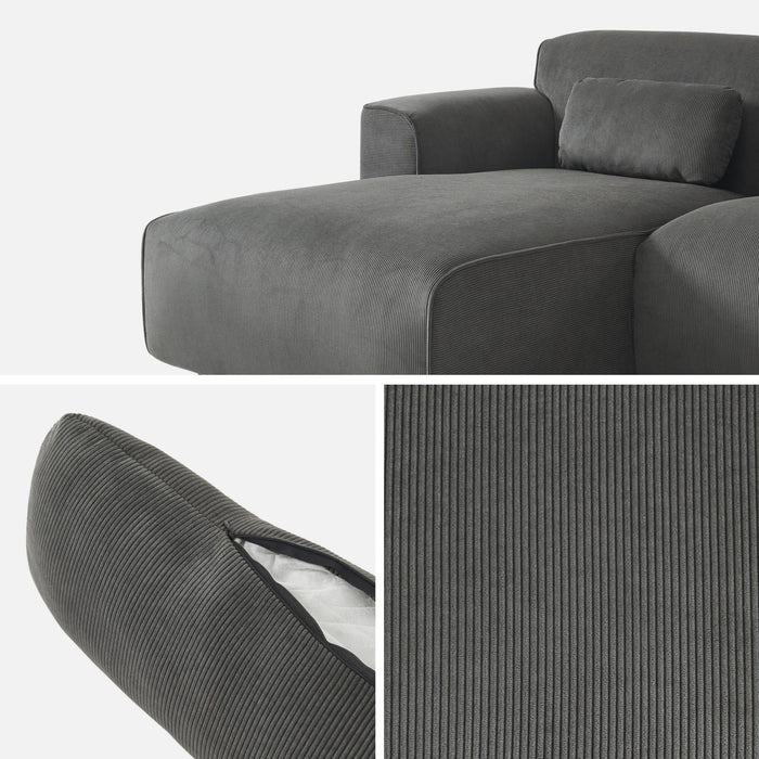 Divano angolare a 2 o 3 posti in velluto a coste fino, angolo
