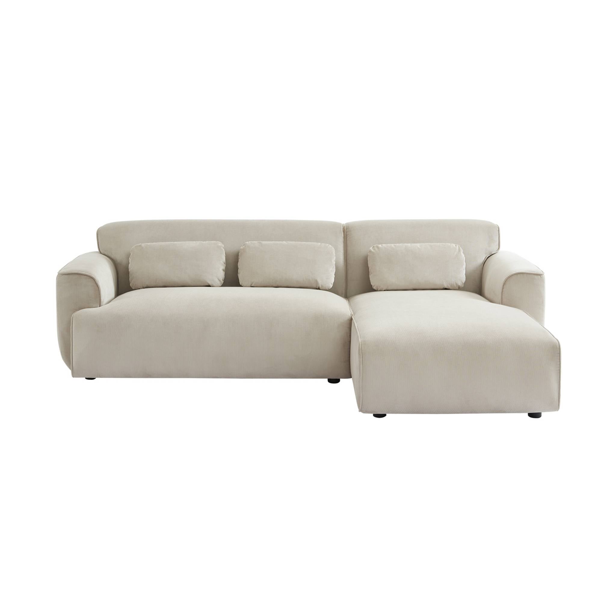 Divano angolare in velluto a coste fino da 2 a 3 posti, angolo destro,