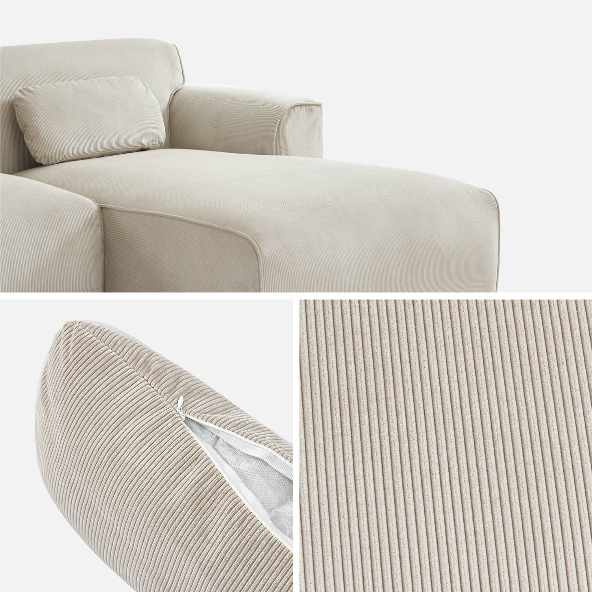 Divano angolare in velluto a coste fino da 2 a 3 posti, angolo destro,